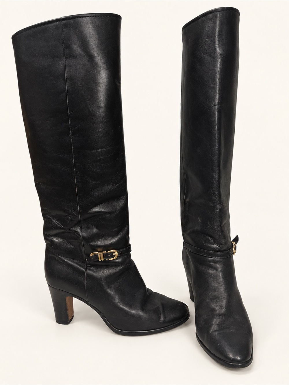 Vintage Kurt Geiger Bond Street Black Leather Tall Boots US 6.5
